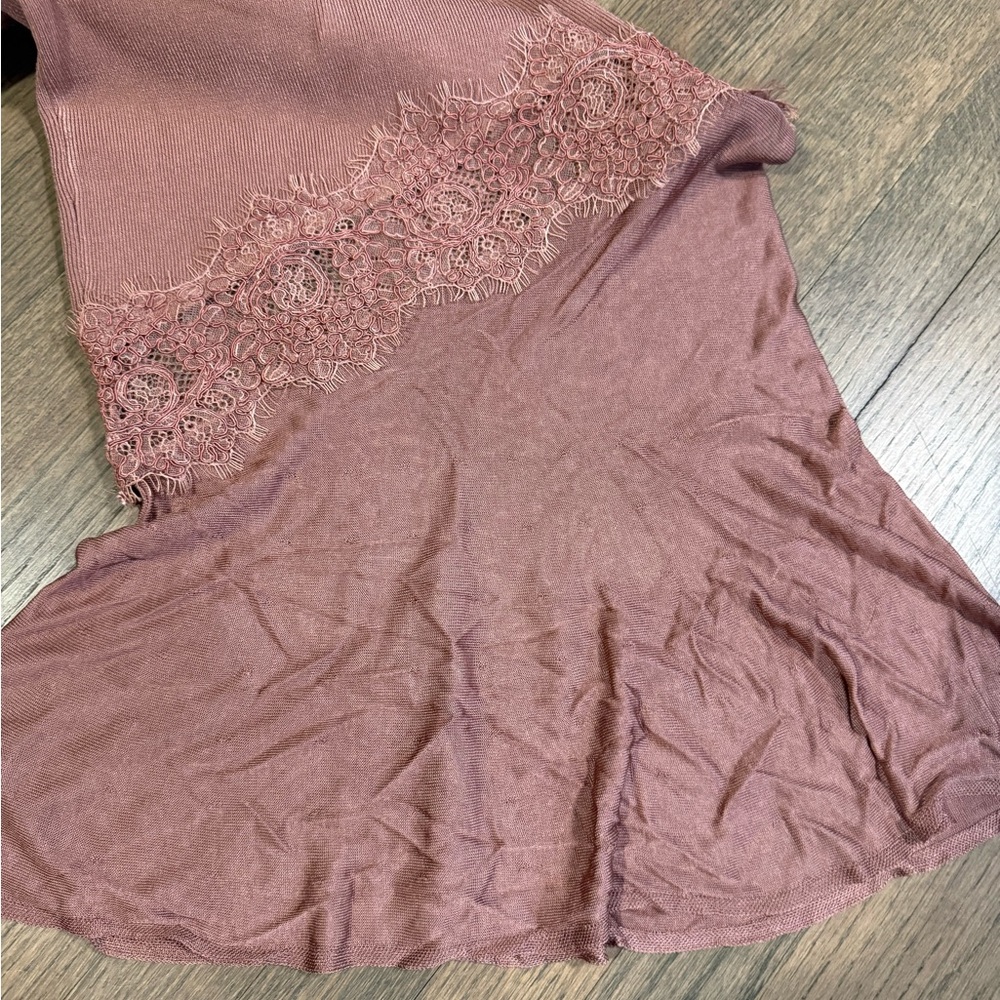 New Cushnie Sleeveless V Neck Knit Dress with Lace Detail-Size Medium-Rose Gold - Picture 8 of 16